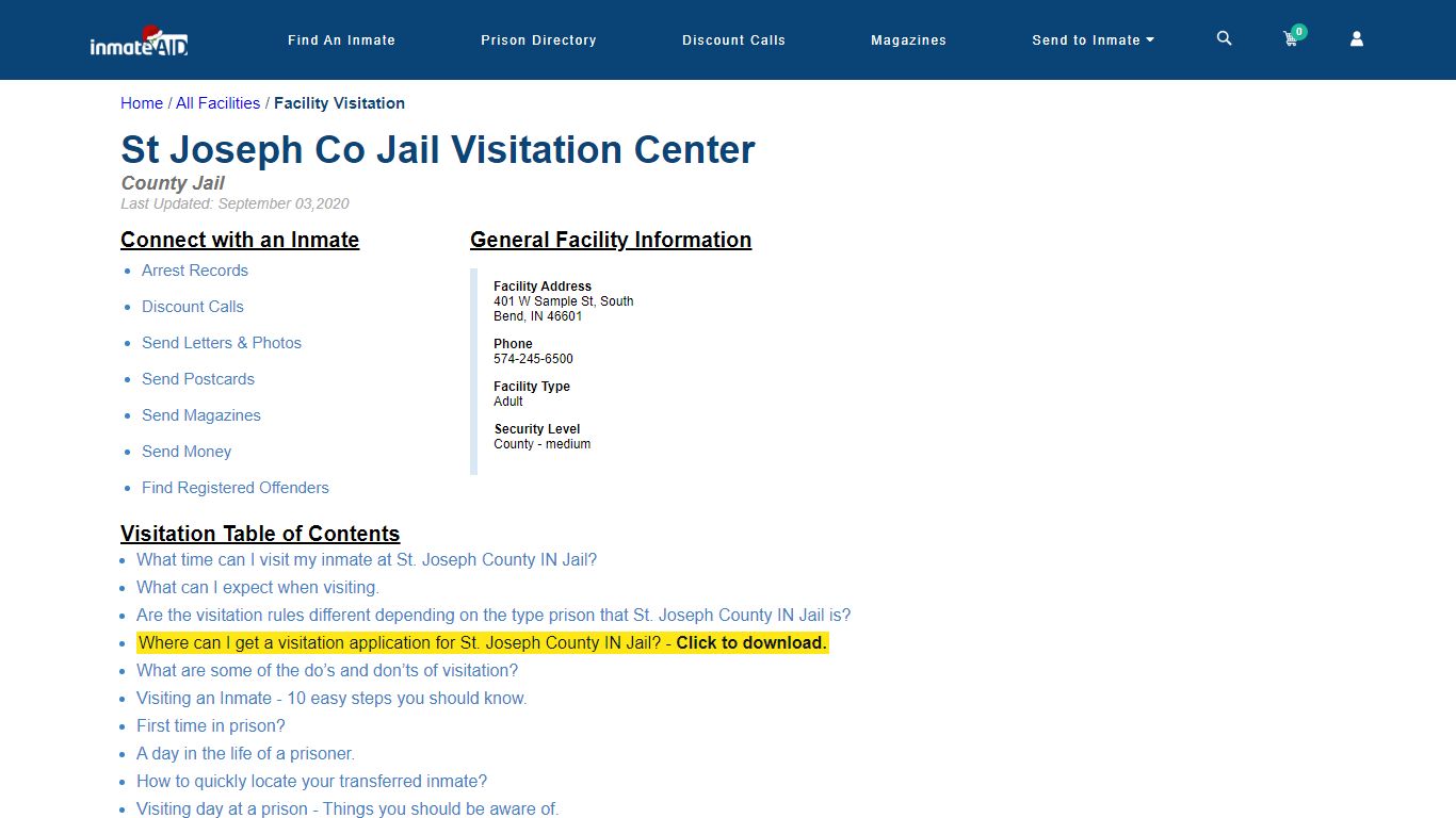St. Joseph County IN Jail | Visitation, dress code & visiting hours